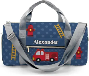 Custom MultiFunction Blue Dots Fire Equipment Truck Gym Duffel Bag – Travel Bag for Women and Men,Sports Gym Bag,Overnight Bag,Travel Tote Bags for Sports Workout