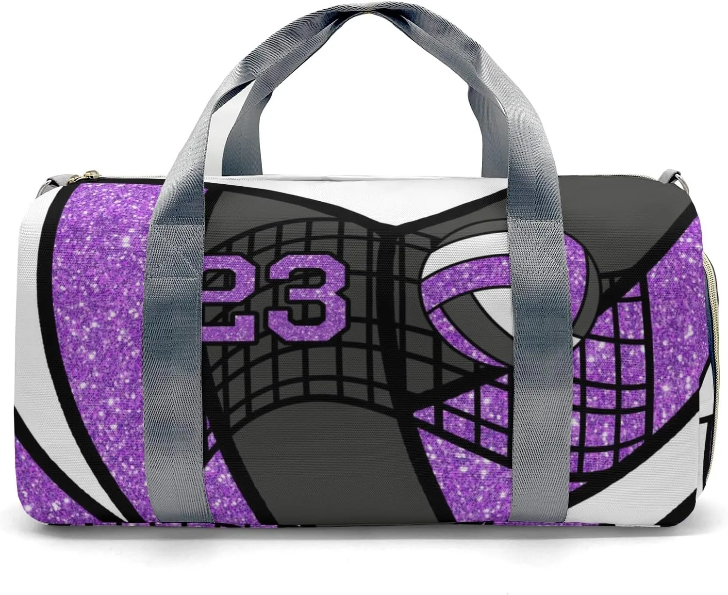 Custom MultiFunction Gym Volleyball Player Purple Number Gym Duffel Bag – Travel Bag for Women and Men,Sports Gym Bag,Weekender Bag,Overnight Bag,Travel Tote Bags for Sports Workout with Name
