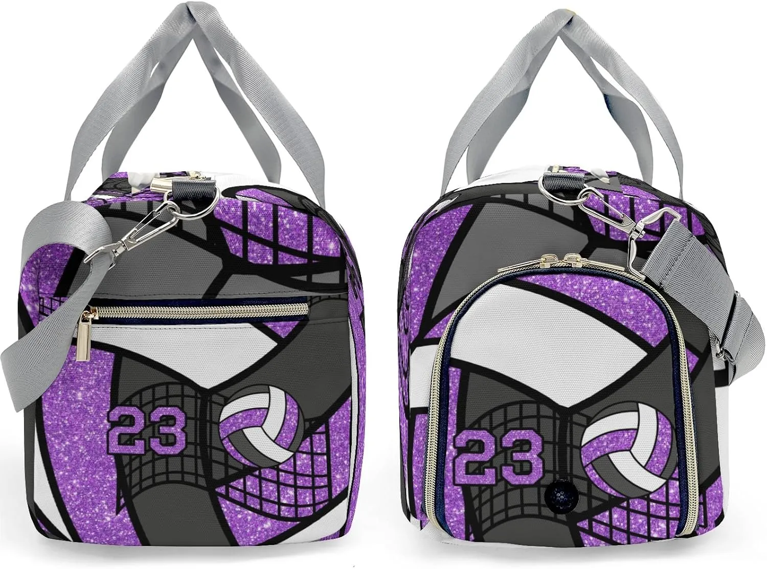 Custom MultiFunction Gym Volleyball Player Purple Number Gym Duffel Bag – Travel Bag for Women and Men,Sports Gym Bag,Weekender Bag,Overnight Bag,Travel Tote Bags for Sports Workout with Name