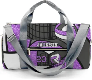Custom MultiFunction Gym Volleyball Player Purple Number Gym Duffel Bag – Travel Bag for Women and Men,Sports Gym Bag,Weekender Bag,Overnight Bag,Travel Tote Bags for Sports Workout with Name