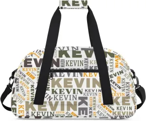 Custom Name Kids Gym Bag - Sport Duffel Bag for Boys - Personalized Dance Duffel Bags for Girls - Customize Travel Overnight Weekender Bag Carry on Tote for Airplane Swim, Beige