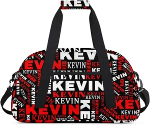 Custom Name Kids Gym Bag - Sport Duffel Bag for Boys - Personalized Dance Duffel Bags for Girls - Customize Travel Overnight Weekender Bag Carry on Tote for Airplane Swim, Black Red