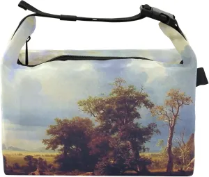 Custom North Fork Platte Nebraska Landscape Painting Lunch Bag for Women Cute Flower Lunch Box for Work Portable Food Cooler Bag Insulated for Adults