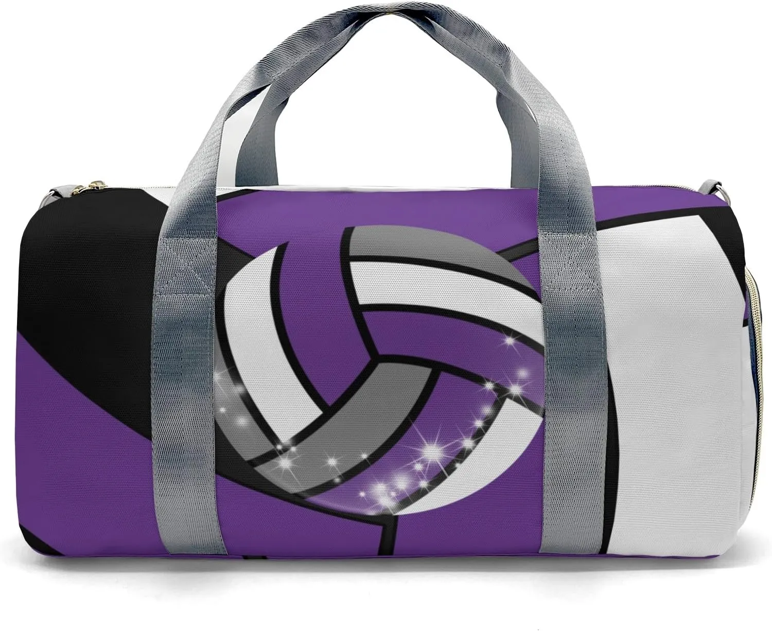 Custom Purple Volleyball Duffel Bag with Name Child Kids Adjustable Shoulder Strap Travel Bag for Boys Girls Teens