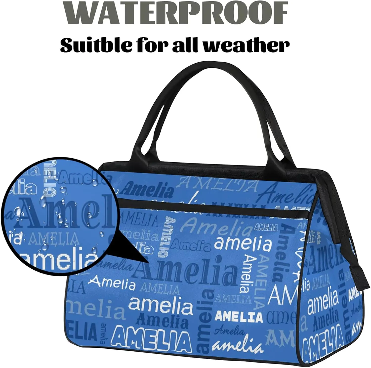 Custom Sports Duffel Bag with Name Personalized Gymnastics Bag for Women Men Dance Ballet Bag Travel Duffels Lightweight 15.2in, Blue