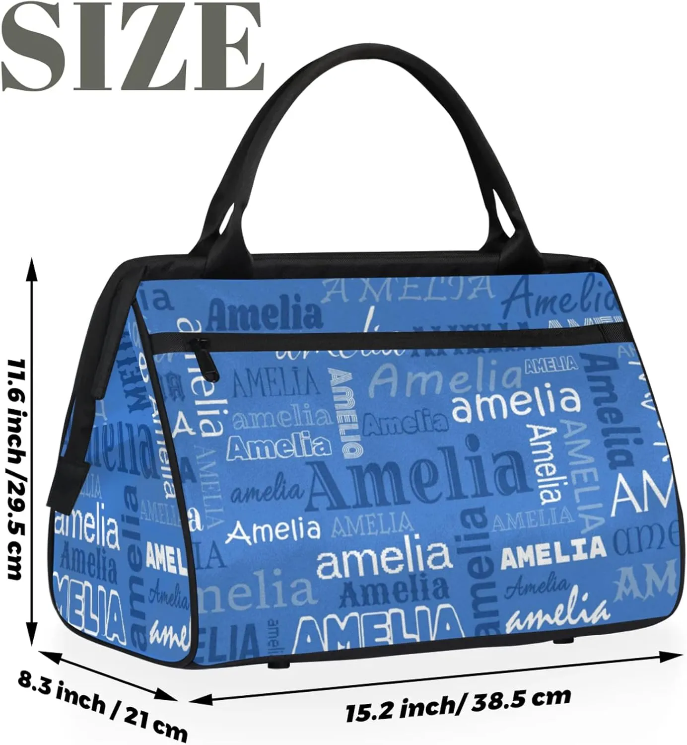 Custom Sports Duffel Bag with Name Personalized Gymnastics Bag for Women Men Dance Ballet Bag Travel Duffels Lightweight 15.2in, Blue
