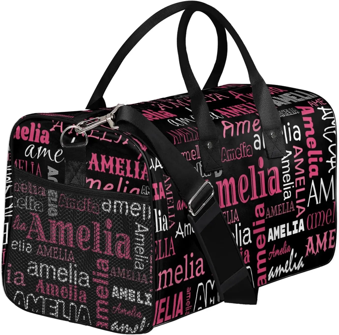 Custom Sports Duffel Bag with Name Personalized Gymnastics Bag for Women Men Dance Ballet Bag Travel Duffels Lightweight 17.4in, Black