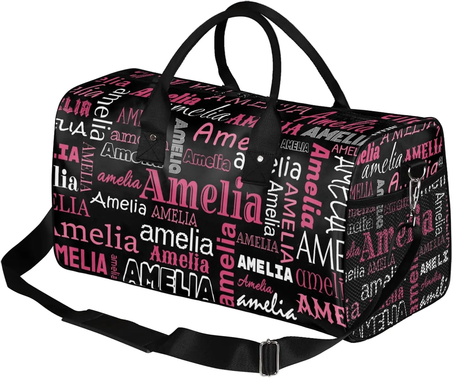 Custom Sports Duffel Bag with Name Personalized Gymnastics Bag for Women Men Dance Ballet Bag Travel Duffels Lightweight 17.4in, Black
