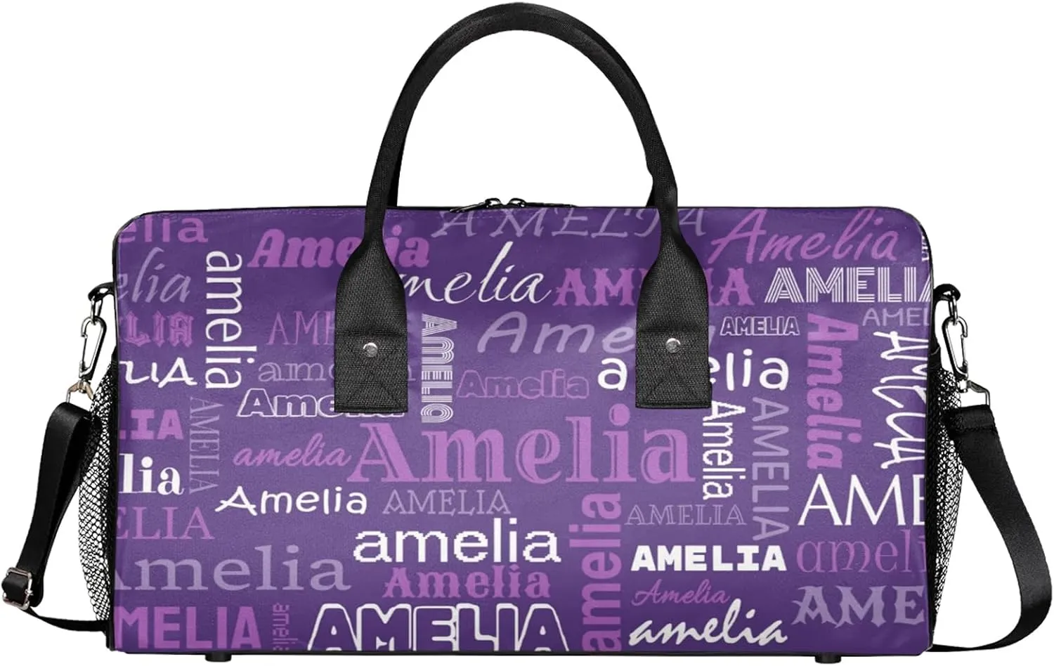 Custom Sports Duffel Bag with Name Personalized Gymnastics Bag for Women Men Dance Ballet Bag Travel Duffels Lightweight 17.4in, Dark Purple