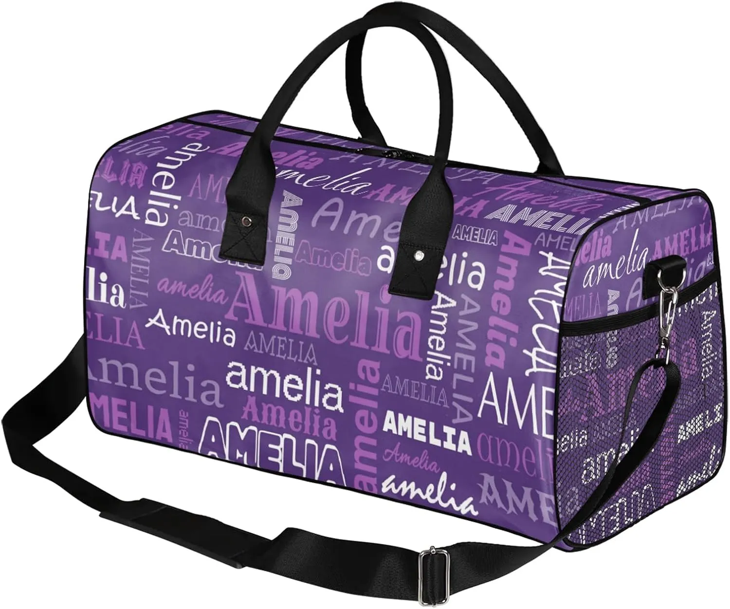 Custom Sports Duffel Bag with Name Personalized Gymnastics Bag for Women Men Dance Ballet Bag Travel Duffels Lightweight 17.4in, Dark Purple