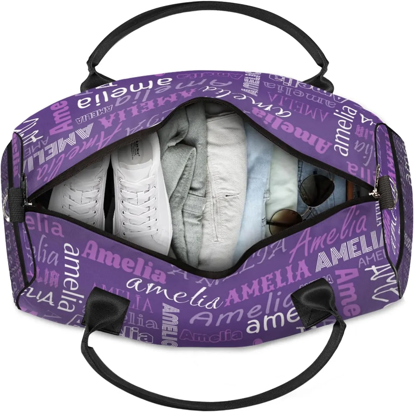 Custom Sports Duffel Bag with Name Personalized Gymnastics Bag for Women Men Dance Ballet Bag Travel Duffels Lightweight 17.4in, Dark Purple