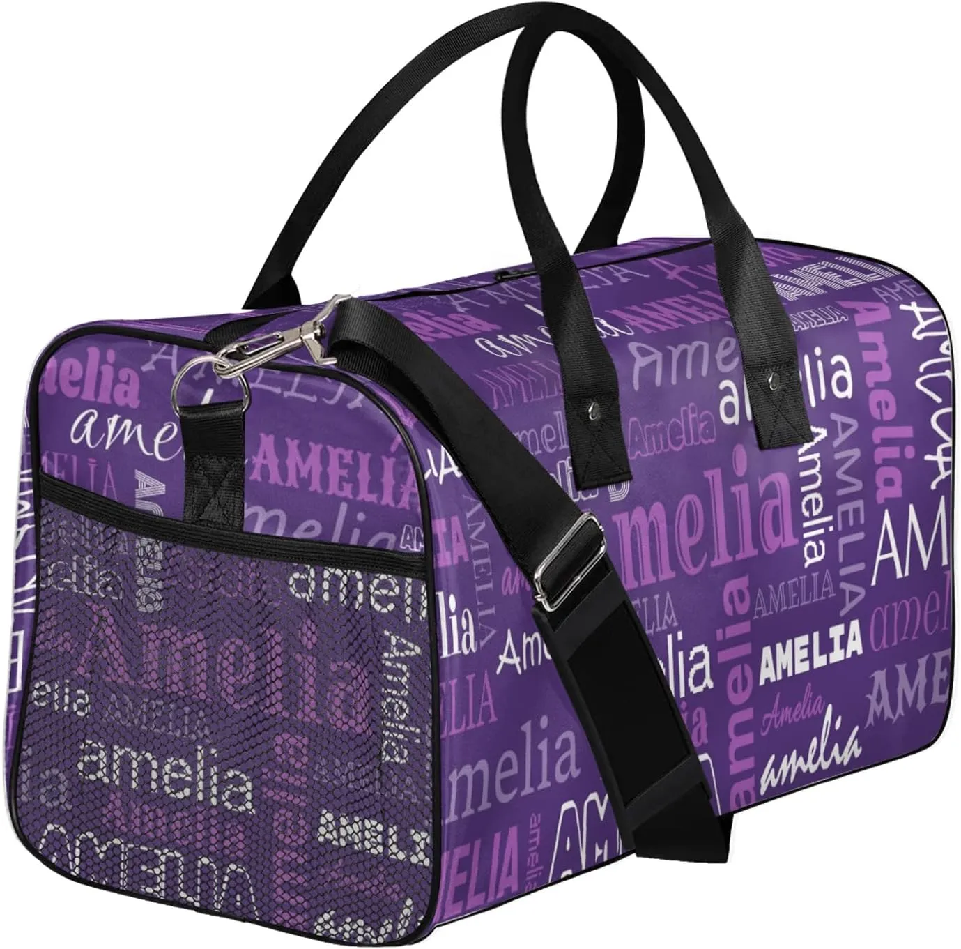 Custom Sports Duffel Bag with Name Personalized Gymnastics Bag for Women Men Dance Ballet Bag Travel Duffels Lightweight 17.4in, Dark Purple