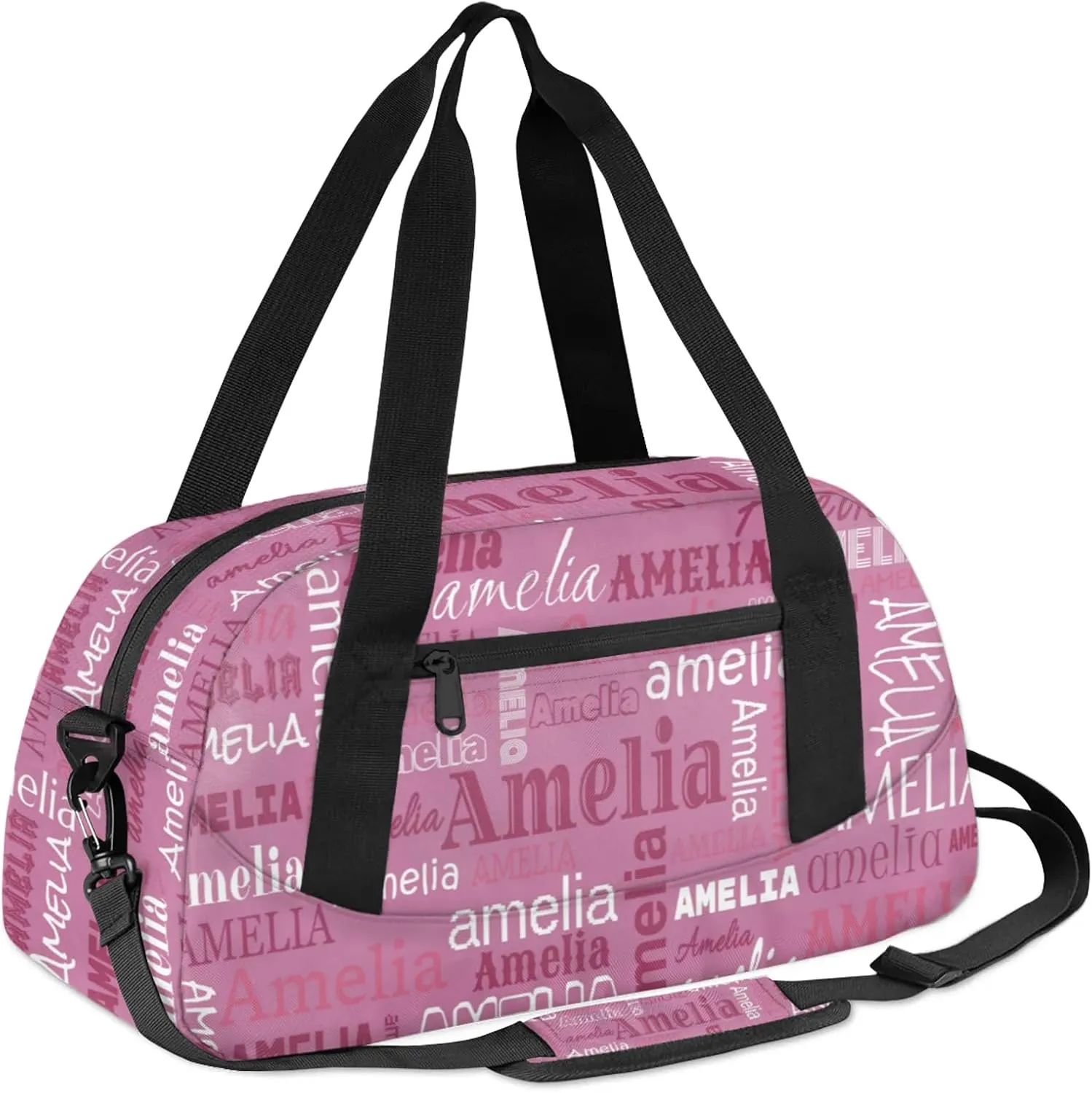 Custom Sports Duffel Bag with Name Personalized Gymnastics Bag for Women Men Dance Ballet Bag Travel Duffels Lightweight 18.5in, Berry