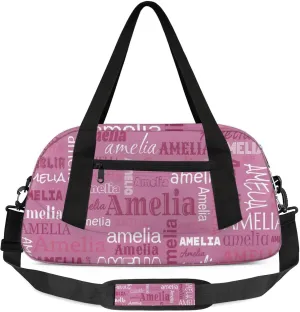 Custom Sports Duffel Bag with Name Personalized Gymnastics Bag for Women Men Dance Ballet Bag Travel Duffels Lightweight 18.5in, Berry