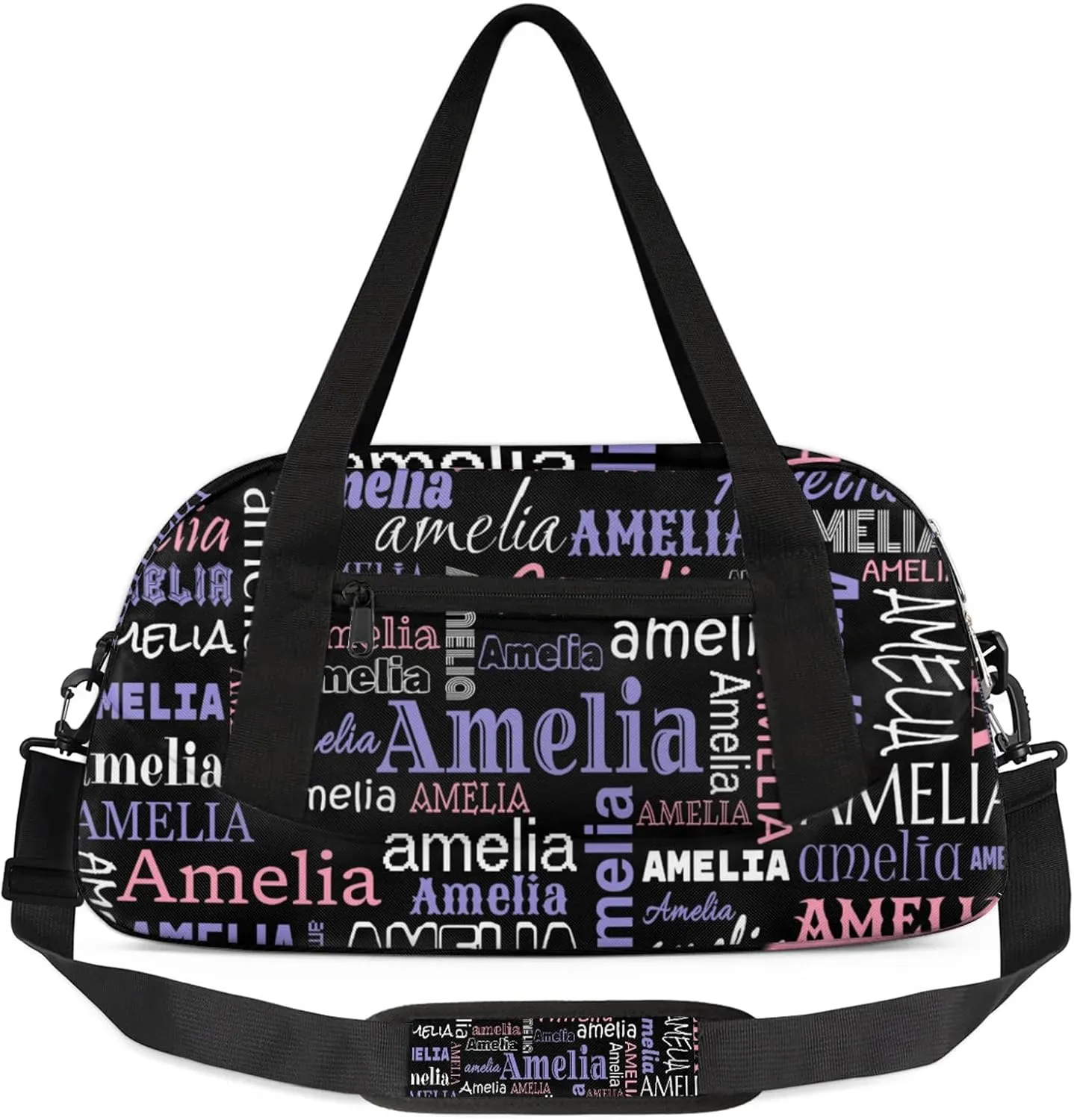 Custom Sports Duffel Bag with Name Personalized Gymnastics Bag for Women Men Dance Ballet Bag Travel Duffels Lightweight 18.5in, Black Pink