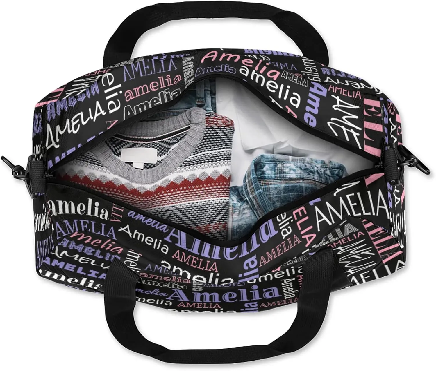 Custom Sports Duffel Bag with Name Personalized Gymnastics Bag for Women Men Dance Ballet Bag Travel Duffels Lightweight 18.5in, Black Pink
