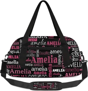 Custom Sports Duffel Bag with Name Personalized Gymnastics Bag for Women Men Dance Ballet Bag Travel Duffels Lightweight 18.5in, Black