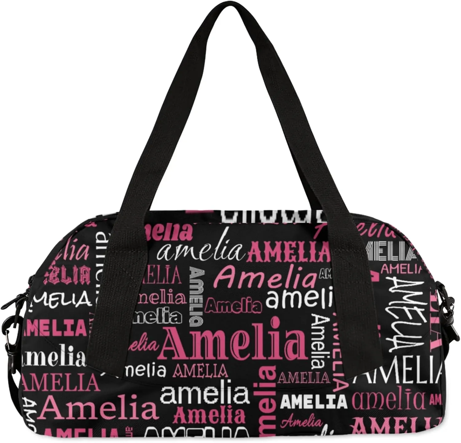 Custom Sports Duffel Bag with Name Personalized Gymnastics Bag for Women Men Dance Ballet Bag Travel Duffels Lightweight 18.5in, Black