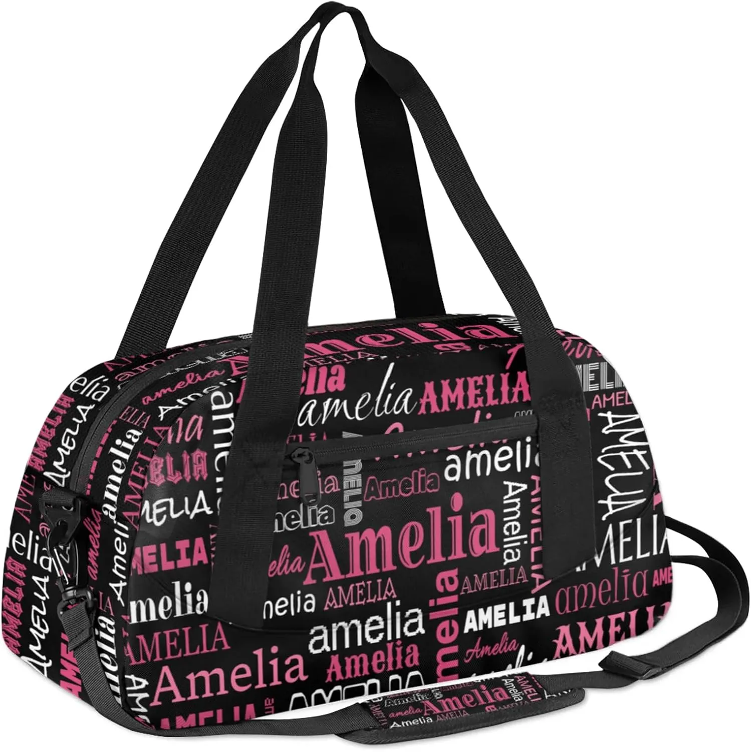 Custom Sports Duffel Bag with Name Personalized Gymnastics Bag for Women Men Dance Ballet Bag Travel Duffels Lightweight 18.5in, Black