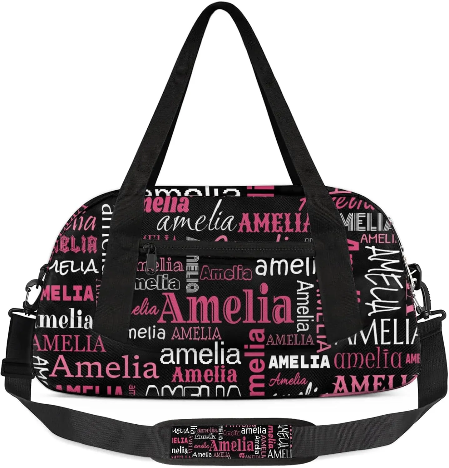 Custom Sports Duffel Bag with Name Personalized Gymnastics Bag for Women Men Dance Ballet Bag Travel Duffels Lightweight 18.5in, Black