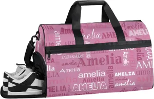 Custom Sports Duffel Bag with Name Personalized Gymnastics Bag with Shoes Compartment for Women Dance Ballet Bag Travel Duffels Lightweight, Berry