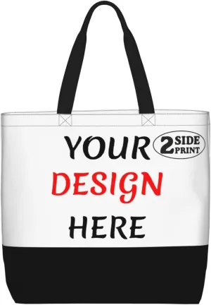 Custom Tote Bags Add Your Design For Business Travel Personalized Shoulder Beach Bag For Women Teachers