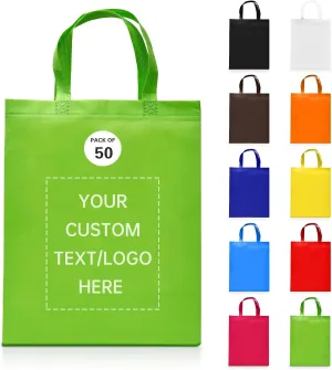 Custom Tote Bags Set of 50, Bulk Pack Grocery Shopping Travel Business Activities advertisement Reusable Bag