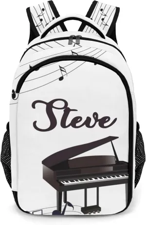 Custom Vintage Piano Music Backpack Custom Name Large Capacity Shoulder Bags for Sports Party