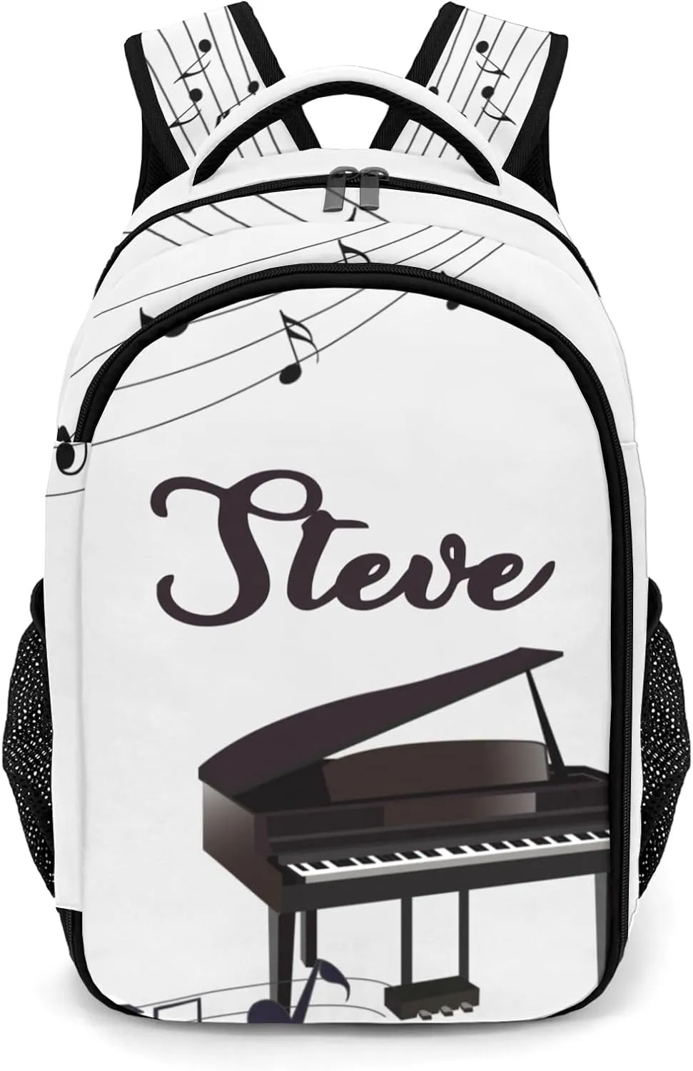 Custom Vintage Piano Music Backpack Custom Name Large Capacity Shoulder Bags for Sports Party