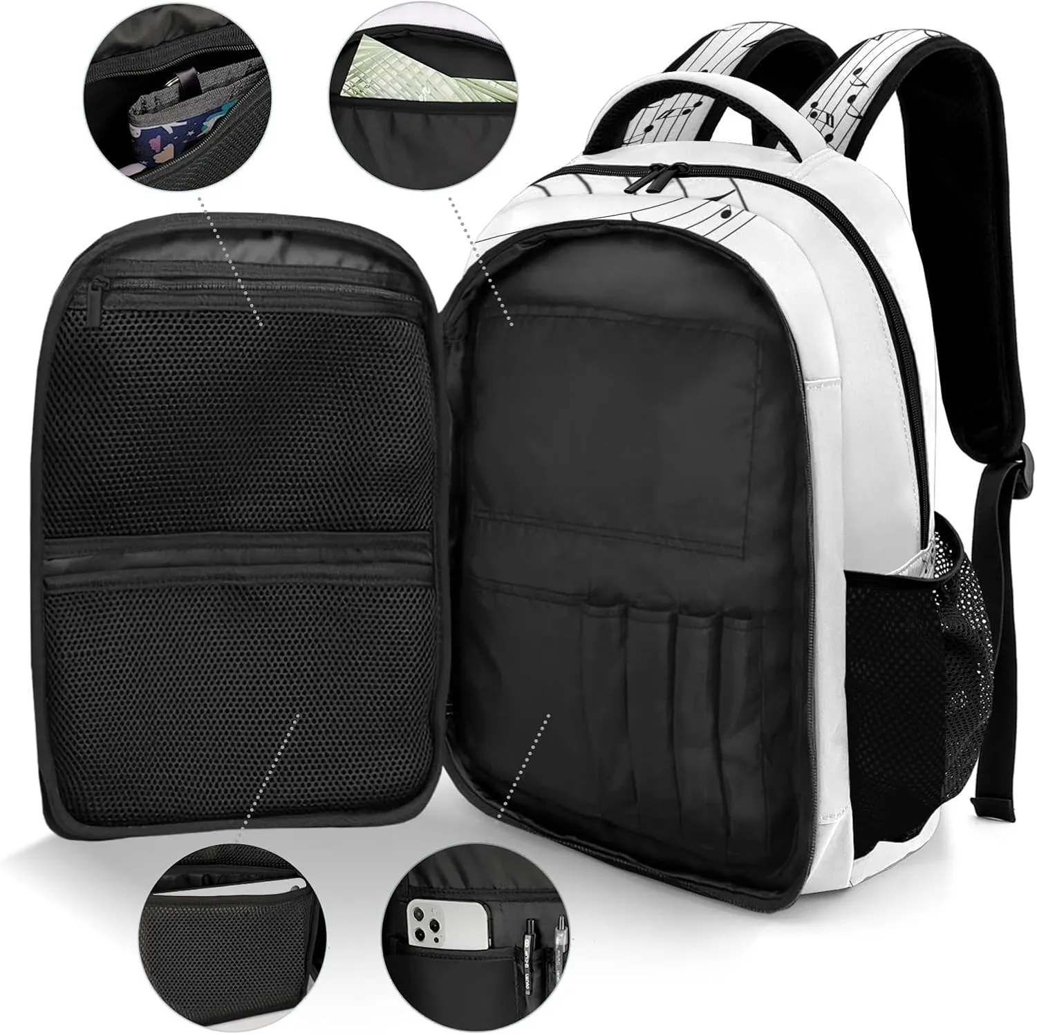 Custom Vintage Piano Music Backpack Custom Name Large Capacity Shoulder Bags for Sports Party