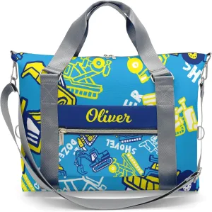 Cute Bulldozer Car Truck Personalized Kids Duffel Swim Bag for Boys,Customized Swim Duffle Bag for Boys Man Kids Gifts