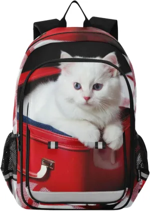 Cute Cat Vintage Style Print Backpack for Boys Middle-School Elementary Bookbags 20325565