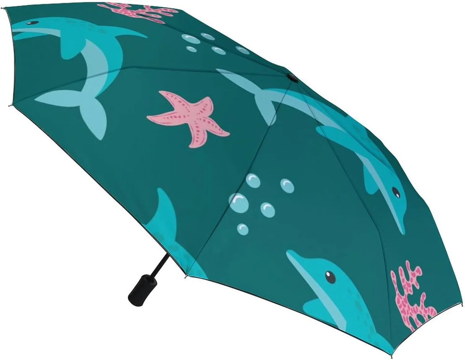 Cute Dog Heads Compact Travel Umbrella, Windproof Waterproof Stick Umbrella Protection Umbrellas
