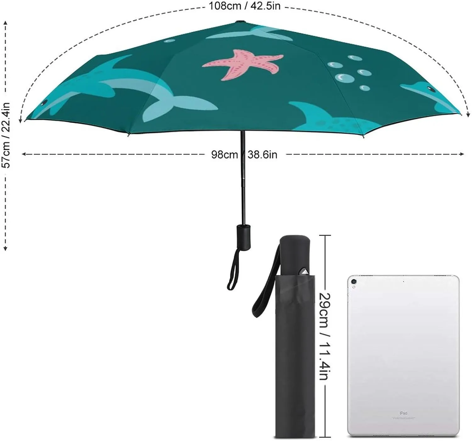 Cute Dog Heads Compact Travel Umbrella, Windproof Waterproof Stick Umbrella Protection Umbrellas