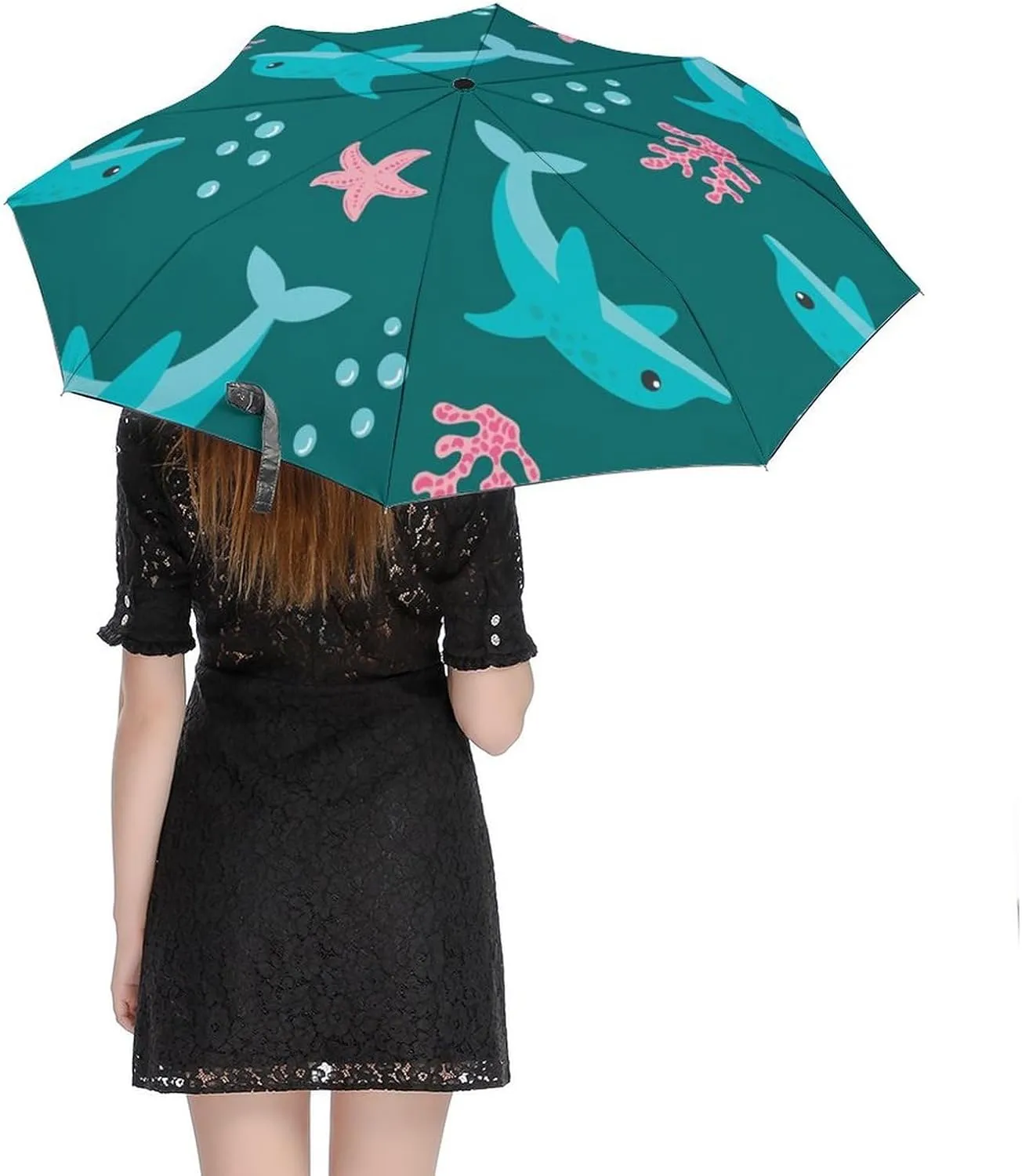 Cute Dog Heads Compact Travel Umbrella, Windproof Waterproof Stick Umbrella Protection Umbrellas