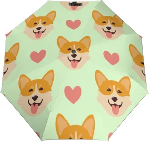 Cute Dog Heads Compact Travel Umbrella, Windproof Waterproof Stick Umbrella Protection Umbrellas