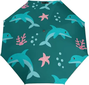 Cute Dog Heads Compact Travel Umbrella, Windproof Waterproof Stick Umbrella Protection Umbrellas