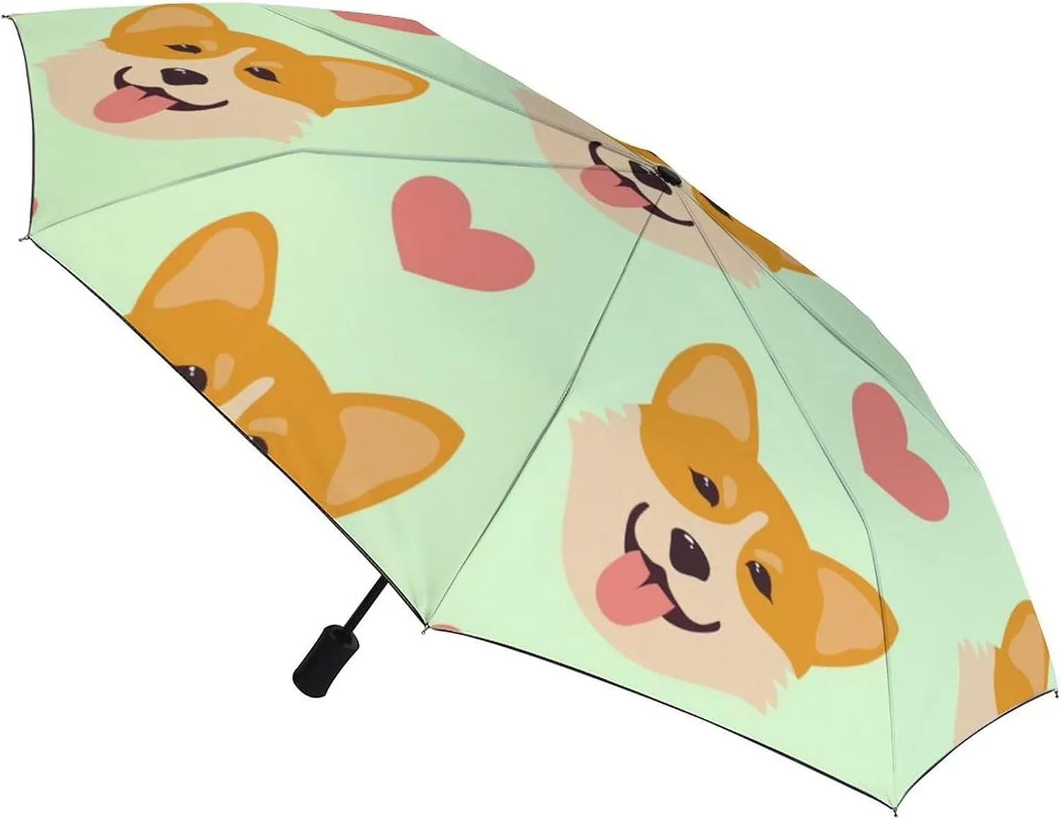 Cute Dog Heads Compact Travel Umbrella, Windproof Waterproof Stick Umbrella Protection Umbrellas