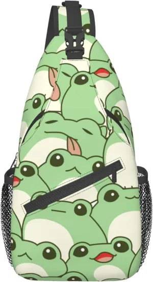 cute frog Chest Crossbody Multipurpose Crossbody Sling Backpack Premium Chest Crossbody Casual Crossbody Bags Daypack