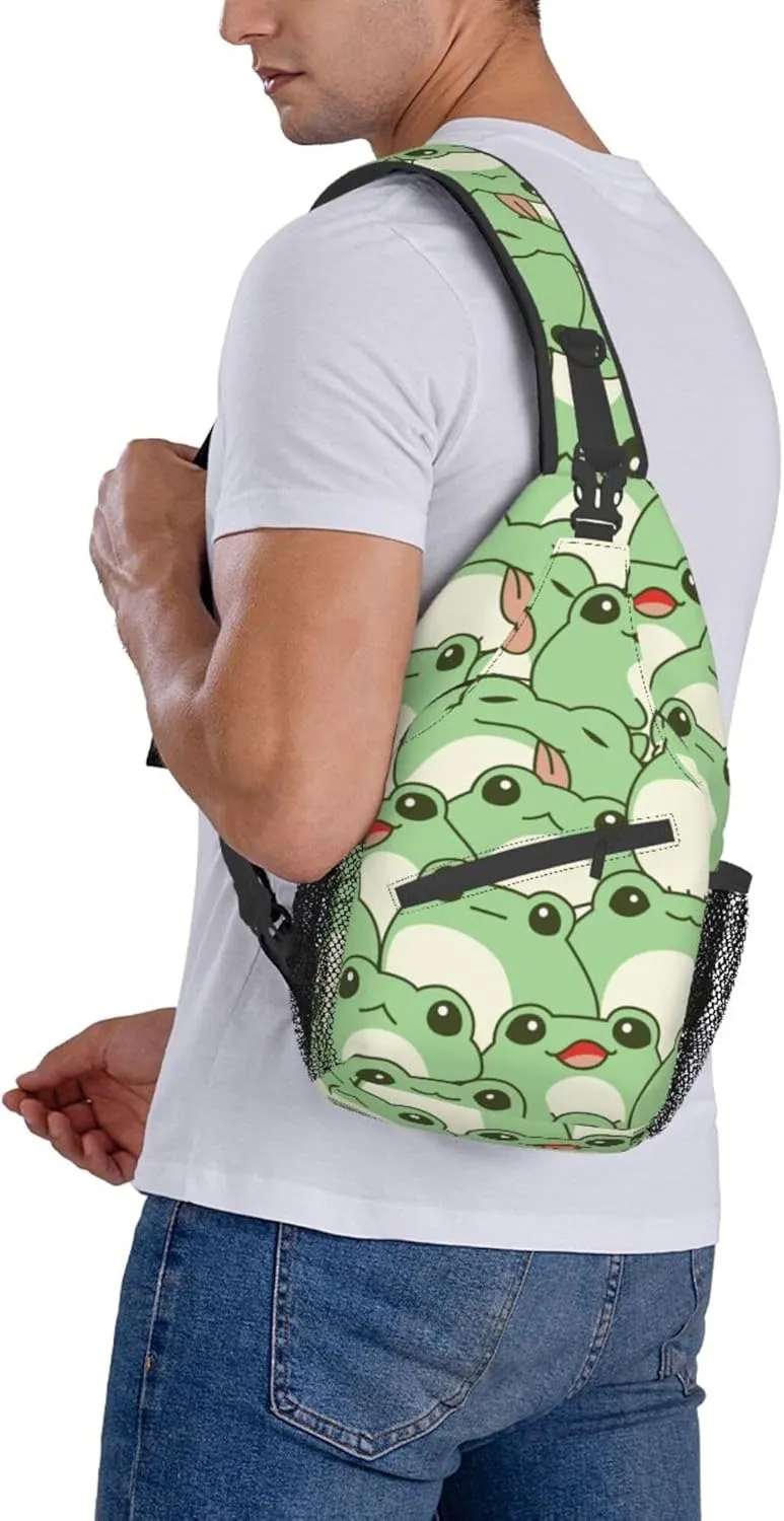 cute frog Chest Crossbody Multipurpose Crossbody Sling Backpack Premium Chest Crossbody Casual Crossbody Bags Daypack