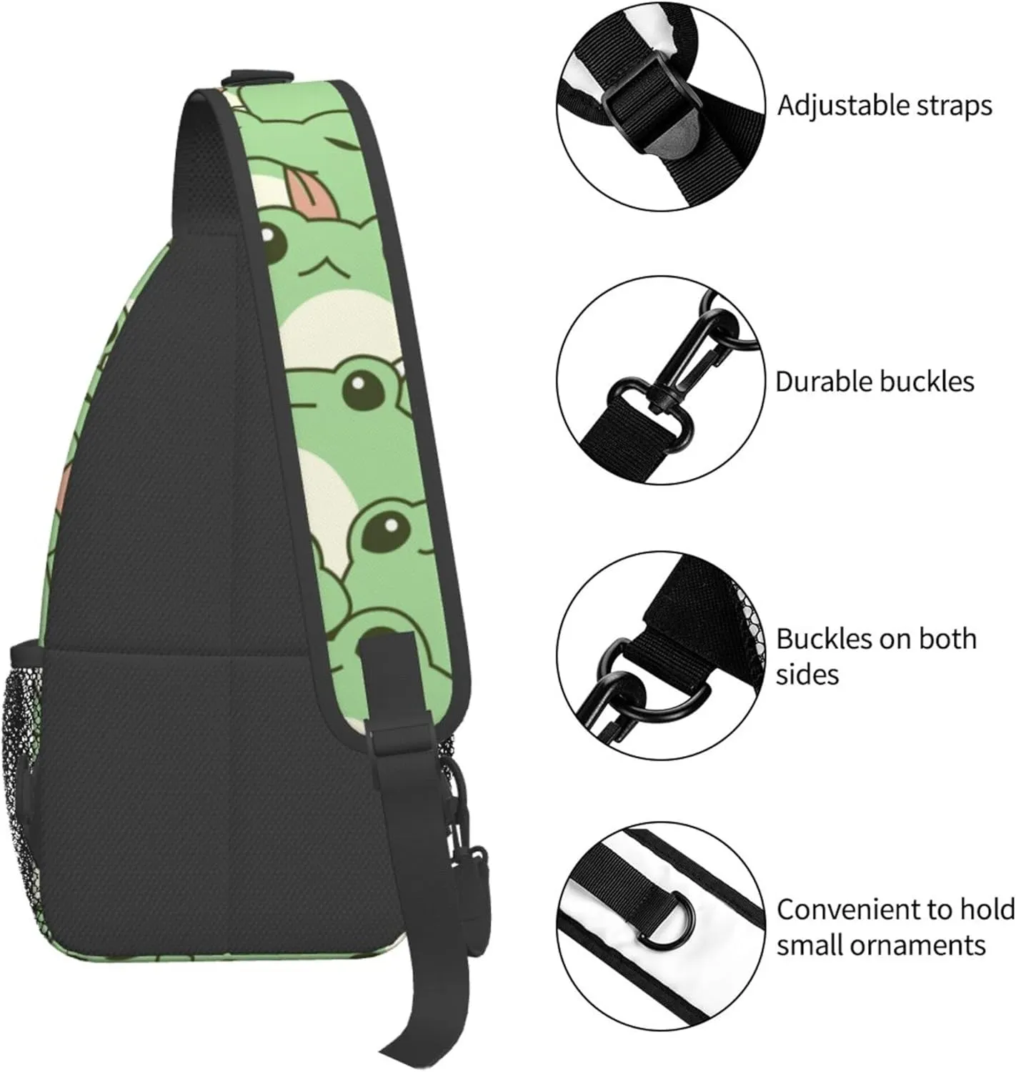 cute frog Chest Crossbody Multipurpose Crossbody Sling Backpack Premium Chest Crossbody Casual Crossbody Bags Daypack