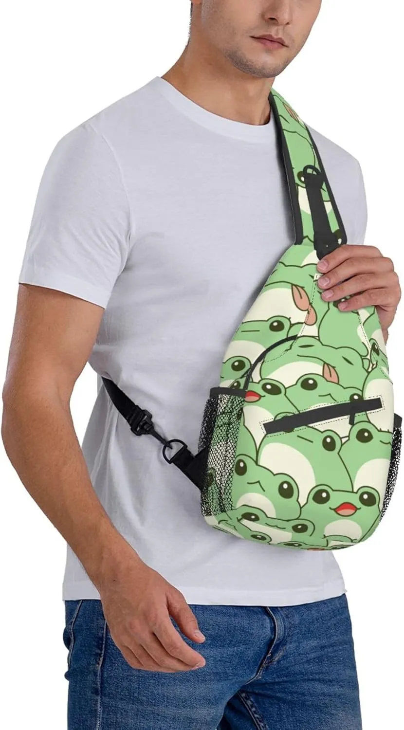 cute frog Chest Crossbody Multipurpose Crossbody Sling Backpack Premium Chest Crossbody Casual Crossbody Bags Daypack