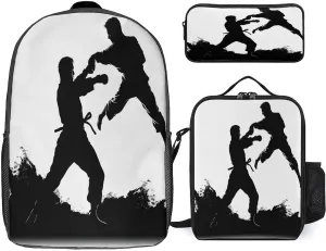 Cute Lunch Bag Backpacks Combo Set, Kickboxing Print Backpacks for Travel,adult Lunch Bag,3-in-1 Backpack Combo Set