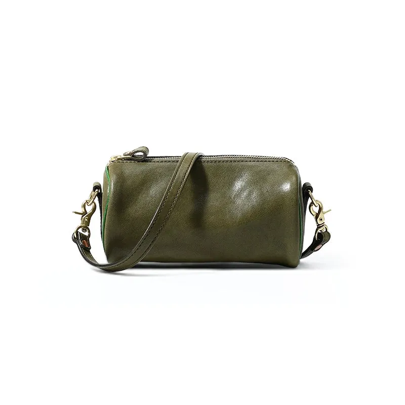 Cylindrical Leather Bag