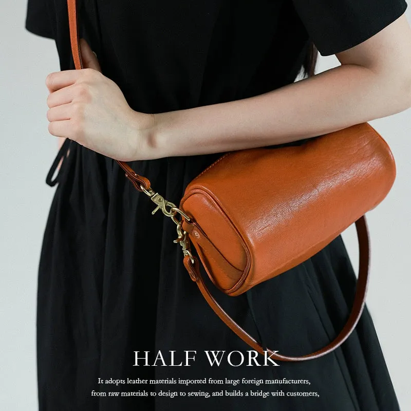 Cylindrical Leather Bag