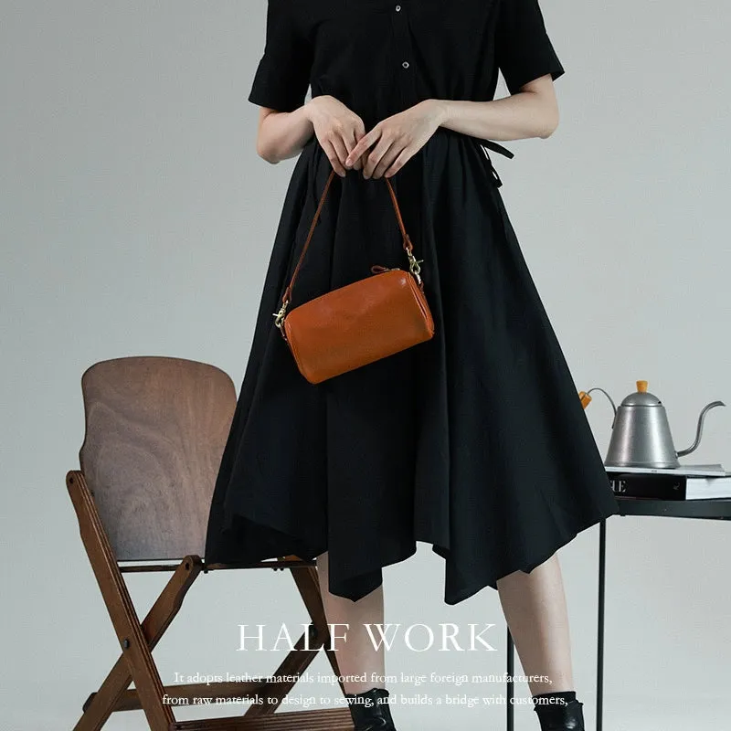 Cylindrical Leather Bag