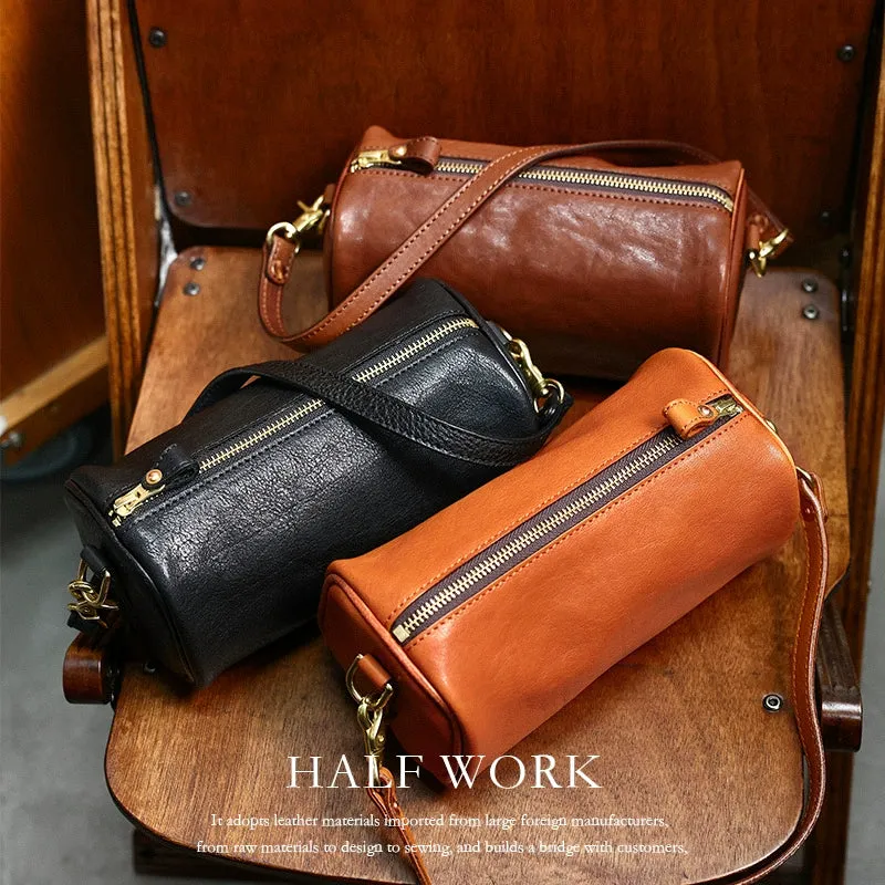 Cylindrical Leather Bag