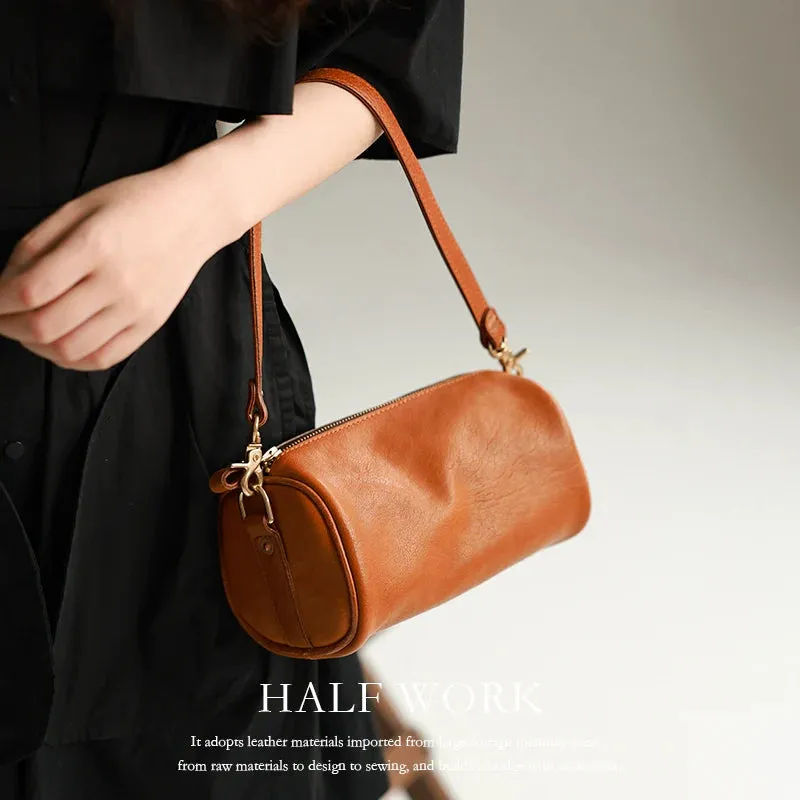 Cylindrical Leather Bag