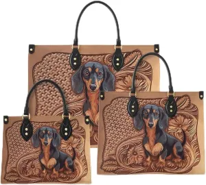 Dachshund Veganique Leather Tote Bag, Handbag, Work Tote Bags For Women, Office Work