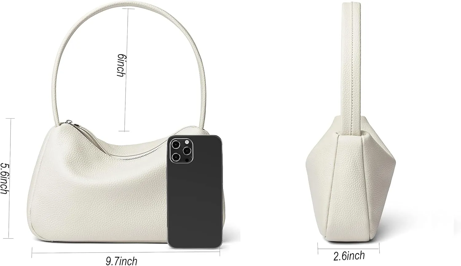 Daiblueland Small Leather Shoulder Bag For Women Premium Top Handle Tote Purse With Zipper Closure